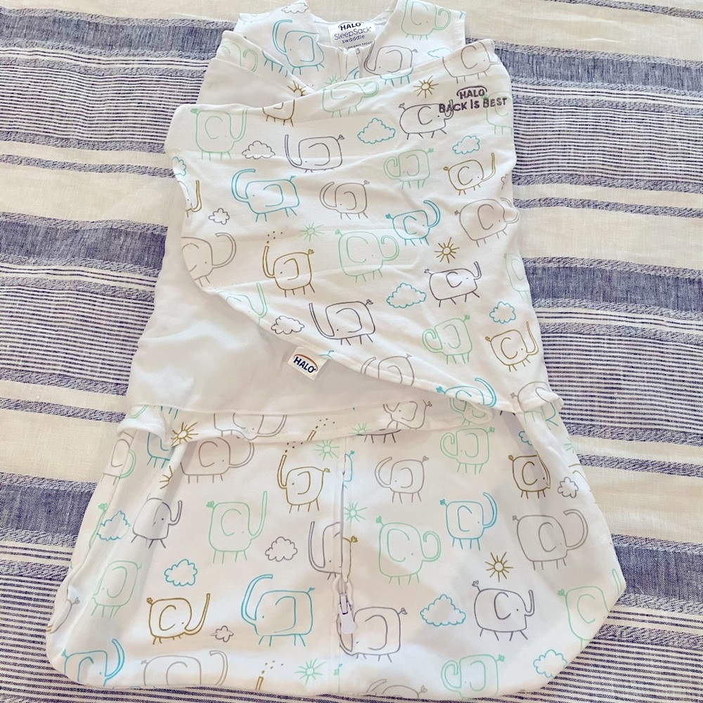Halo Sleep Sack Swaddle in Elephant Print Cotton